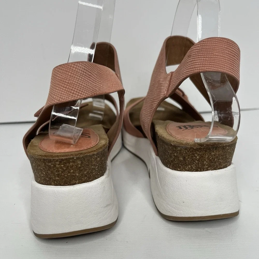 Sofft Sandals Womens 9 M Castello Ankle Strap Earth Leather Comfort Wedge Heels